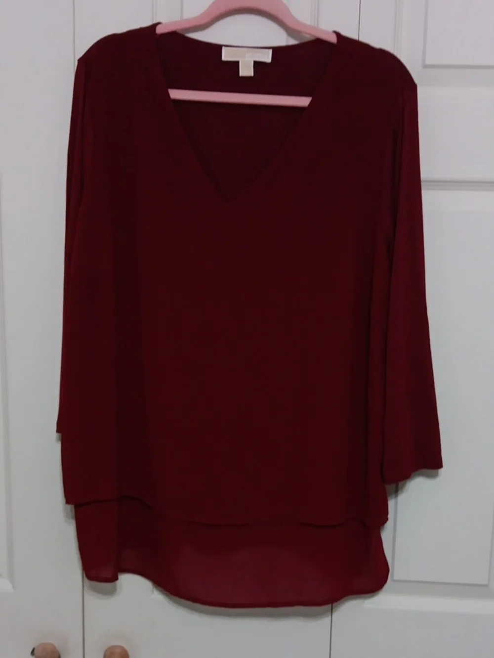 Michael Kors Burgundy V-Neck Long Sleeve Tunic